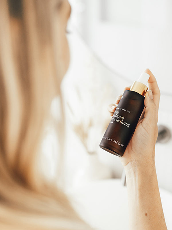 Model using Vanessa Megan Rose Hydrosol Pore Refining Toner