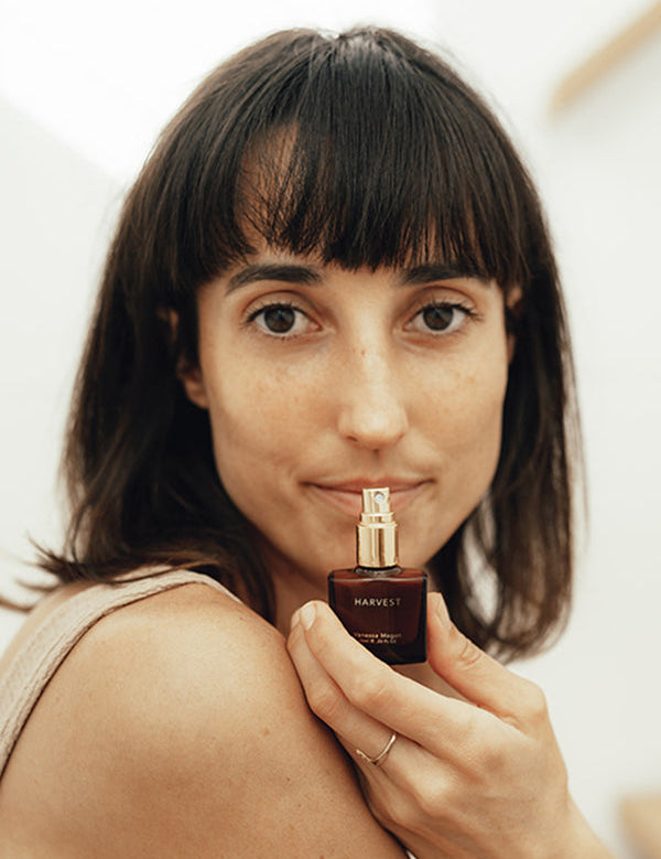Model wearing Vanessa Megan Harvest Natural Perfume