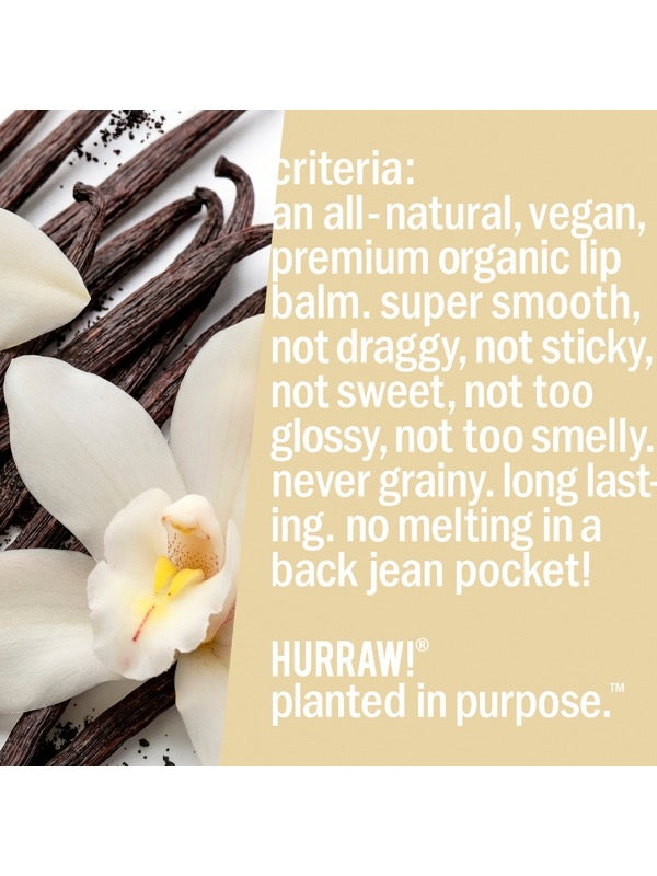 Product standards and certifications for Hurraw! Organic Lip Balm - Vanilla Bean 4.8g