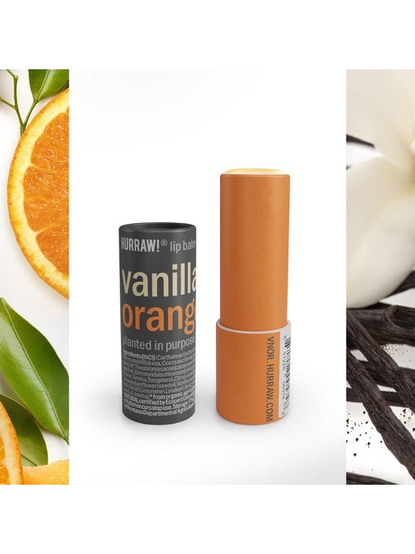 Open product view of Hurraw! Vanilla & Orange Lip Balm 4.8g