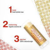 Ingredients and product information for Hurraw! Vata Lip Balm Almond Cardamom & Rose 4.8g