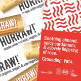 Product and flavour details for Hurraw! Vata Lip Balm Almond Cardamom & Rose 4.8g