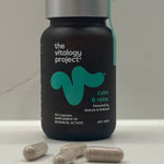 The Vitalogy Project Calm and Relax bottle with capsules