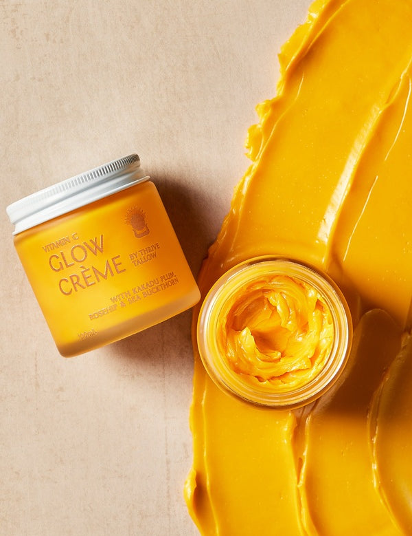 Vitamin C Glow Creme styled with bright cream texture – Thrive Tallow Vitamin C Glow Creme 100ml