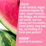 Product standards and certifications for Hurraw! Organic Lip Balm - Watermelon 4.8g
