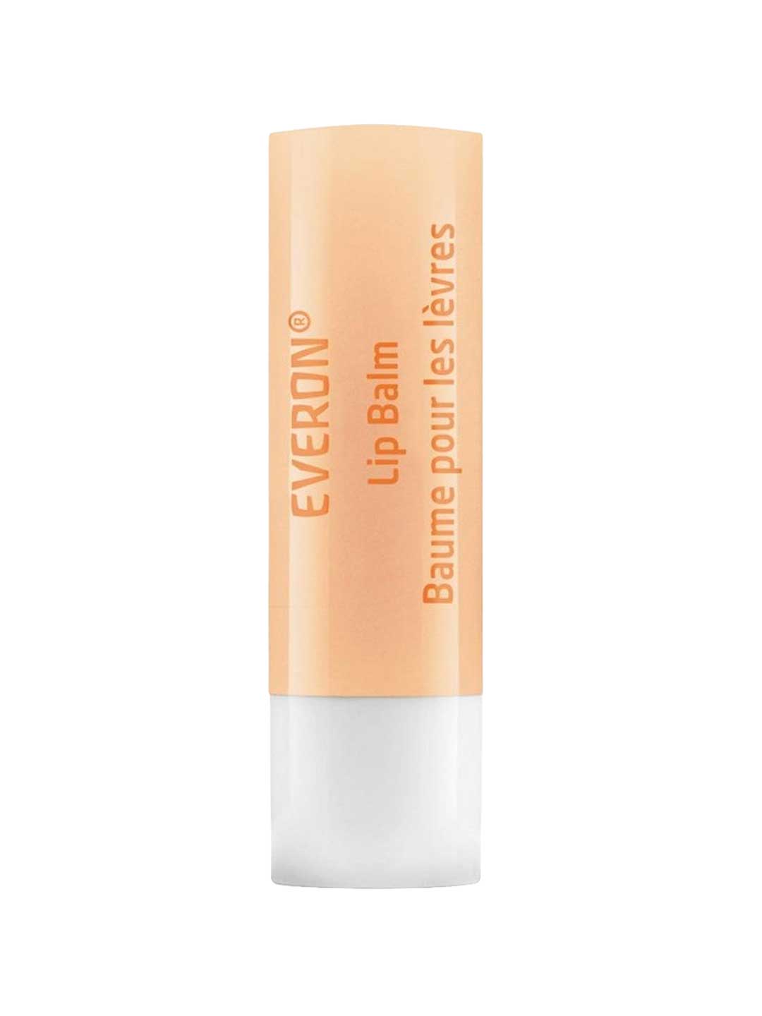 Weleda Everon Lip Balm 8ml features a beige cap, white base, and orange text reading "EVERON Lip Balm" and "Baume pour les lèvres" on its moisturizing, natural formula.