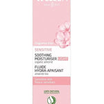 Front view of Weleda Sensitive Soothing Moisturiser Light 30ml in its pale pink carton, showing the almond blossom artwork and product label.