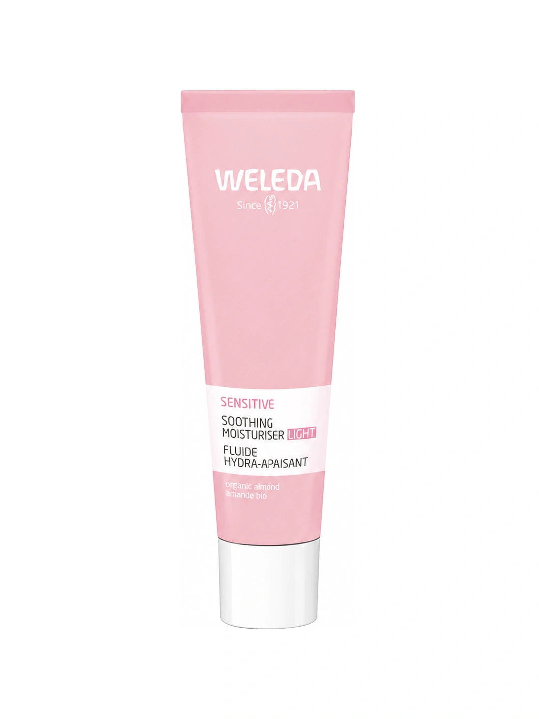 Weleda Sensitive Soothing Moisturiser Light 30ml front image matched exactly to the supplied bottles and tubes PSD