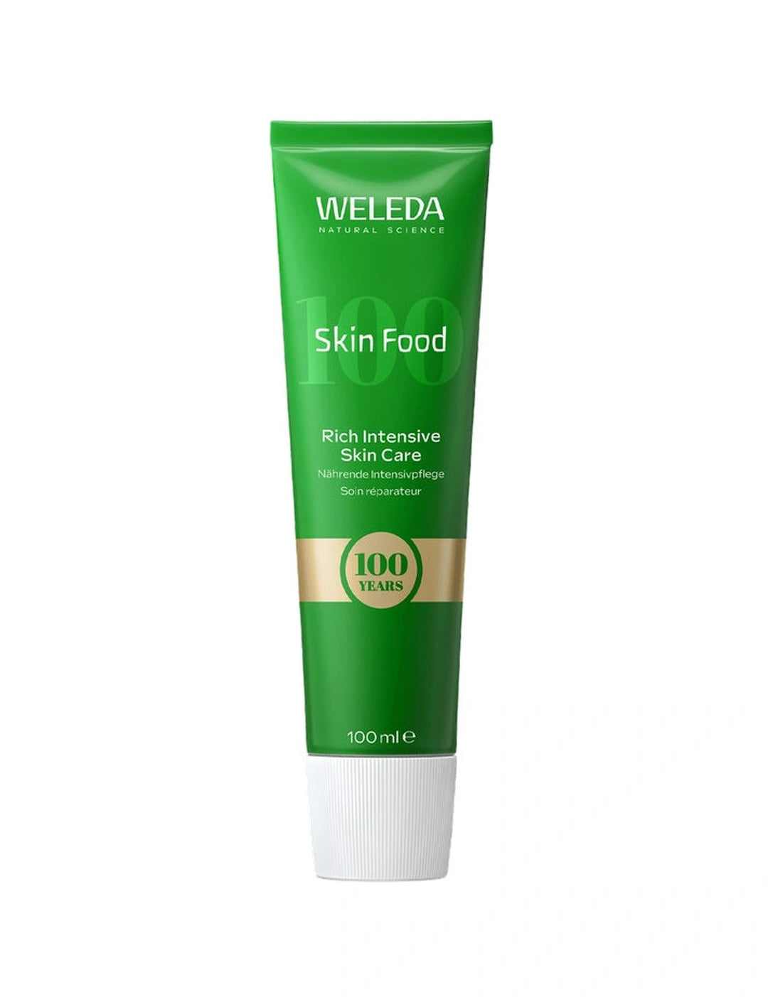 Weleda Skin Food 100 Years Limited Edition 100ml front image matched exactly to the supplied bottles and tubes PSD