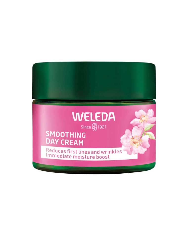 Weleda Smoothing Day Cream Wild Rose & White Tea, reduces fine lines and wrinkles while providing moisture boost.