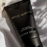 Vanessa Megan Wild Woud Perfume Hand and Body Cream tube in shadow light