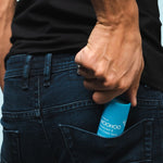 WooHoo Surf deodorant stick tucked into a jeans pocket