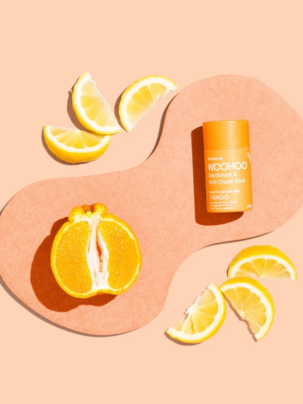 WooHoo Tango deodorant stick styled with fresh orange, lemon and lime