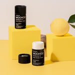 WooHoo Tux deodorant sticks styled with lemon on yellow blocks