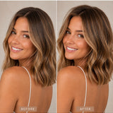 Before and after hair volume using Yarok Feed Your Style Dry Shampoo