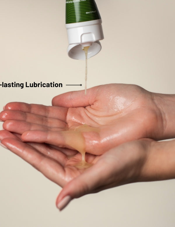 YES OB Plant Oil-Based Lubricant being dispensed into a hand